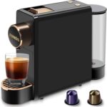 Black Espresso Machine for Nespresso Compatible Capsule, Single Serve Coffee Maker Programmable for Espresso Pods, Premium Italian 20 Bar High Pressure Pump ，Mini Coffee and Espresso Machine