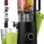 Zulay Kitchen Cold Press Juicer 5″ Wide Chute, 50 RPM Slow Masticating Juicer for Less Oxidation Patented for High Juice Yield, 4-Part Filtration, Stainless Steel Blades for Whole Fruits & Vegetables