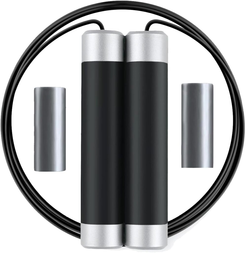 Jump Rope, 1/2 lb Weighted Jump Rope for Fitness Men and Women, Adjustable Jump Rope, Non-Slip Grip Steel Wire Skipping Ropes for Adult and Children, Athletic Fitness Exercise Jumping Rope