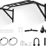 VEVOR Pull Up Bar, Multi-Grip Wall Mounted Pull Ups, 50 in Width Multifunctional Chin Up Training Station, Heavy Duty Steel Upper Body Workout Bars with LAT Pulldown Attachments, 440 lbs, for Home Gym