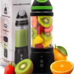 Rechargeable Smoothie Blender 700ml – Portable Mini Travel Blender for Shakes and Smoothies with Six Stainless Steel Blades and USB Charging (Black and Green)