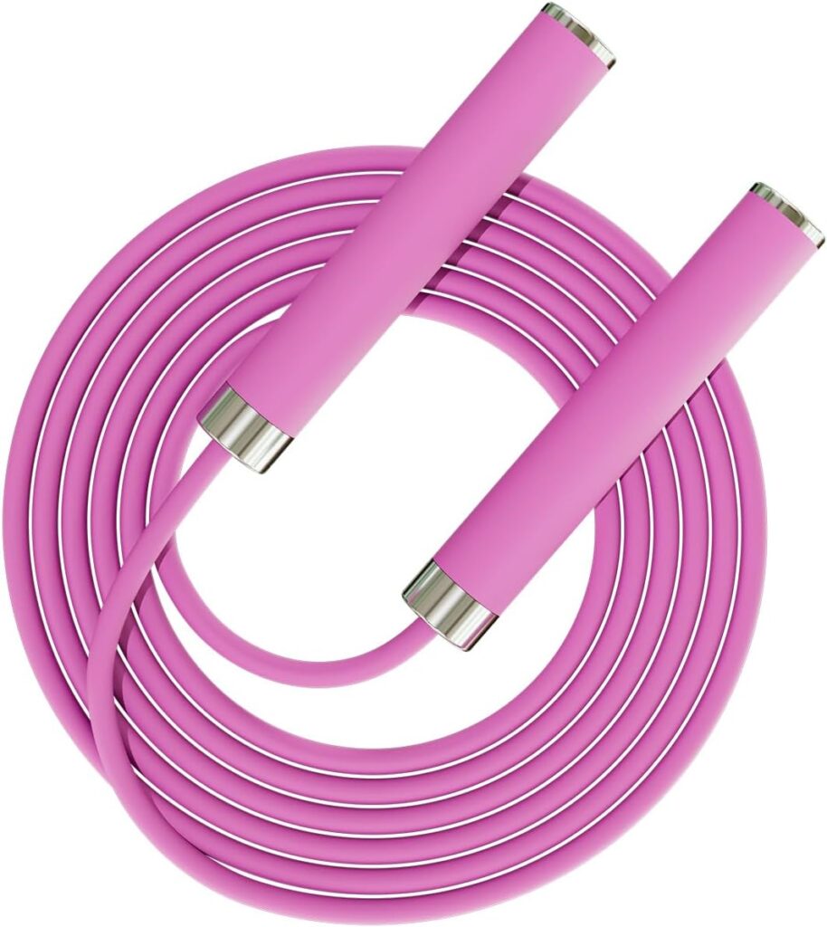 Adjustable Jump Rope for Home Fitness – 5mm PVC Cord with Ball Bearings, Anti-Slip Rubber& Alloy Handles for Beginners, Weight Loss Workout in Home/School/Gym