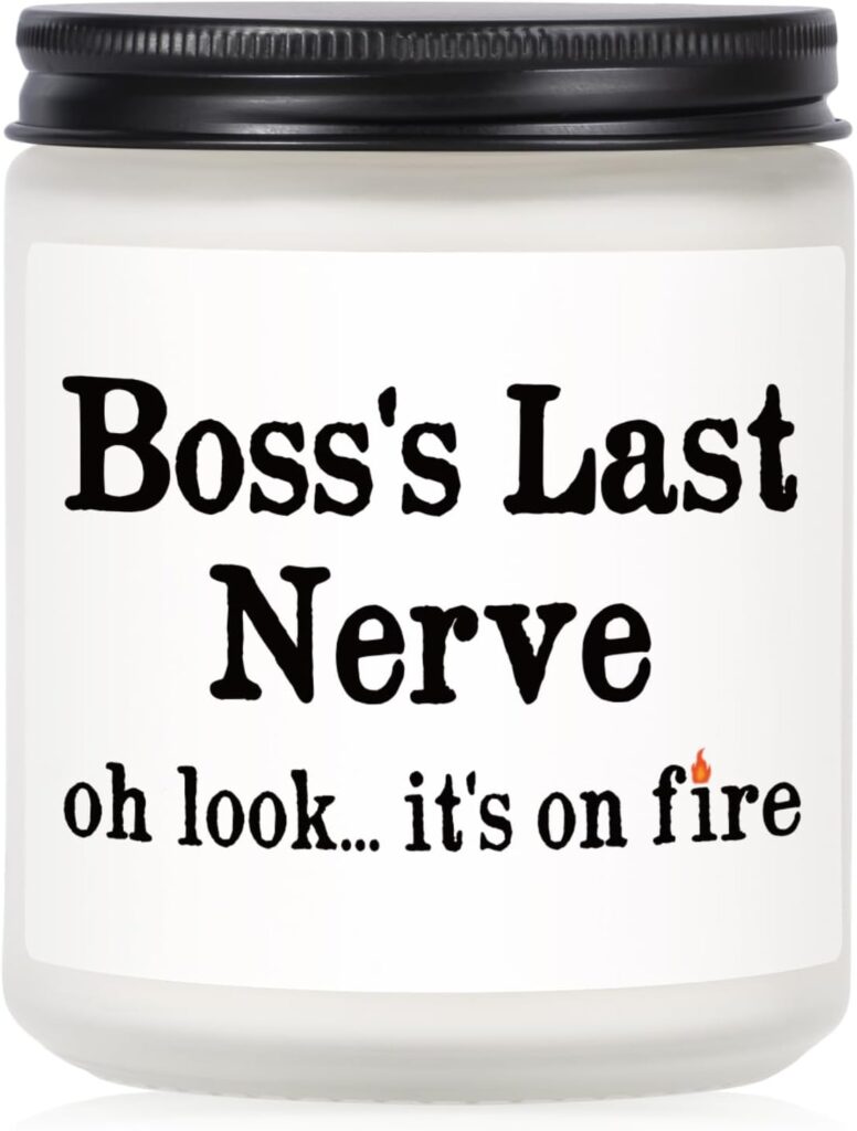 Funny Boss Gifts for Women Men- Handmade Lavender Soy Wax Candle- Best Boss Lady Gifts for Women, Birthday Christmas Gift for Boss Female, Boss’s Last Nerve Candle (7oz)
