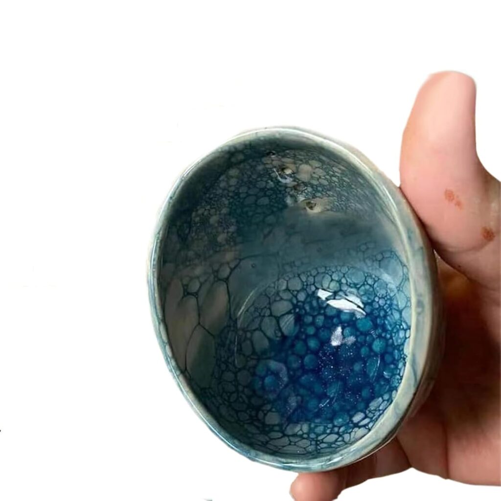 2PCS 2025 Ceramic Herb Stripper Bowl – Handmade Pottery Tool with Multi-Size Holes, Effortlessly Strip Cilantro, Rosemary&Kale, Dishwasher Safe Small Kitchen Gadget for Herbs&Vegetables (Blue)