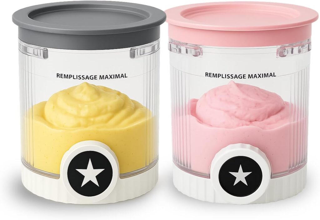 2 Pack Pint Containers Replacement for Ninja Creami Swirl NC700/NC701 Series, 16oz BPA-Free Ice Cream Pints with Lids, Leak-Proof & Dishwasher Safe (Grey/Pink)