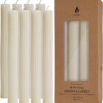 8PCS 9″ Hand-Rolled Beeswax Taper Candles, Real Pure Beeswax, Handmade Honeycomb Candles, Flat Top, Cream
