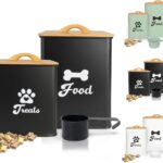 Dog Treat Container 2PCS, Dog Food Storage Container with Lids Airtight, Dog Treat Jars for Kitchen Counter-7+3Lbs, Small Dog Cookie Jar for Storage, Pet Treat Container (Upgraded) Black