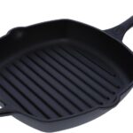 Victoria Cast Iron Grill Pan, Square Grill Pan, Cast Iron Griddle Pan, Seasoned with 100% Kosher-Certified, Non-GMO Flaxseed Oil, Black, 10 Inches