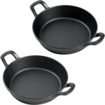 DVK Small Cast Iron Skillet Round Frying Shrimp Pan Set Suitable for kitchen, Indoor and Outdoor Picnics (2, 7In)