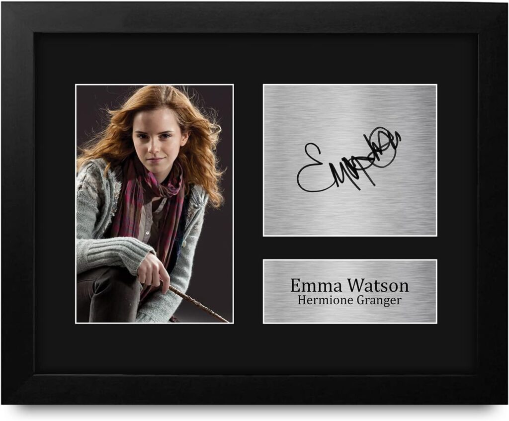 HWC Trading Emma Watson Gift USL Framed Signed Printed Autograph Hermione Granger Harry Potter Gifts Print Photo Picture Display – US Letter Size