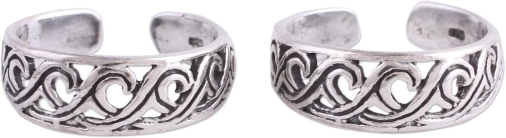 NOVICA Artisan Handcrafted Sterling Silver Toe Rings Pair of from India Wrap [width (each 2) 5 mm W] ‘ Fascinating Swirls’ Pair