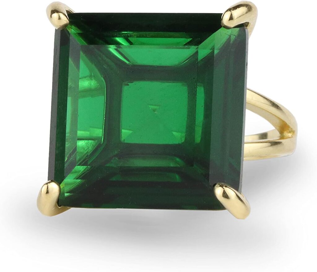 Emerald in 14k Gold – Elegant Fashion Statement Gemstone Jewelry for Women – Vintage Artisan Handmade Rings – Custom Size