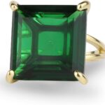 Emerald in 14k Gold – Elegant Fashion Statement Gemstone Jewelry for Women – Vintage Artisan Handmade Rings – Custom Size