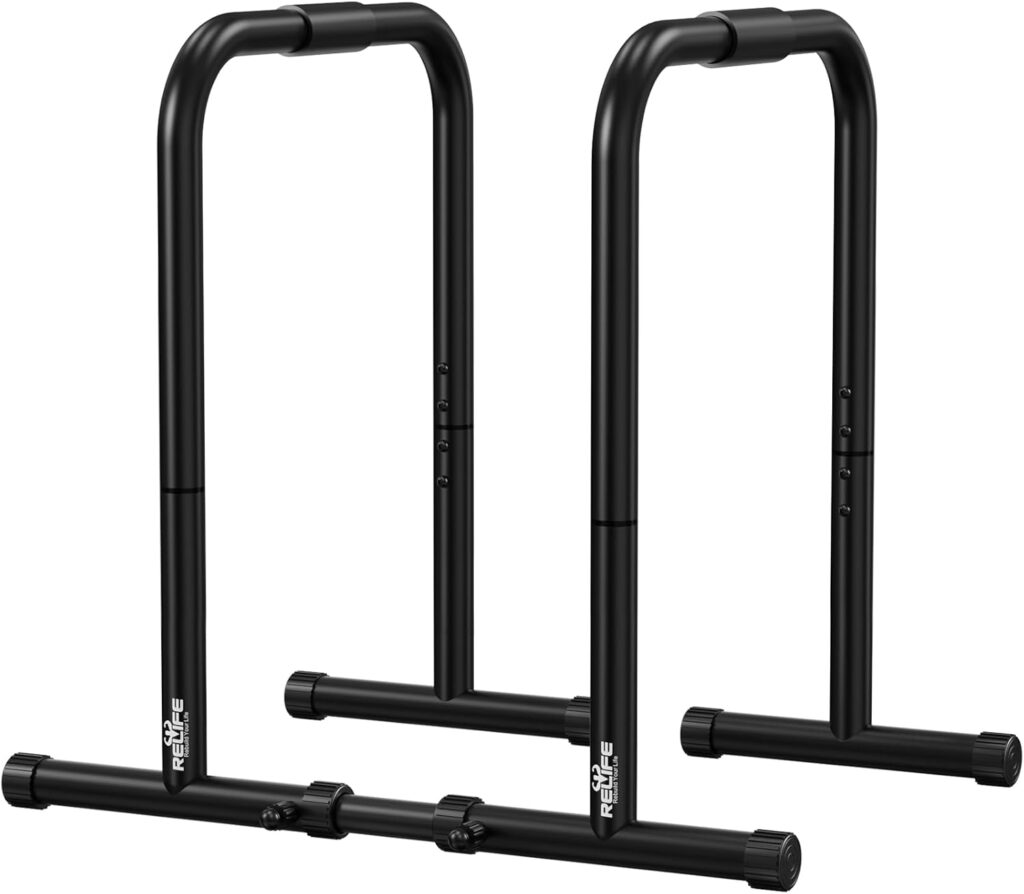 RELIFE REBUILD YOUR LIFE Dip Station Functional Heavy Duty Dip Stands Fitness Workout Dip bar Station Stabilizer Parallette Push Up Stand