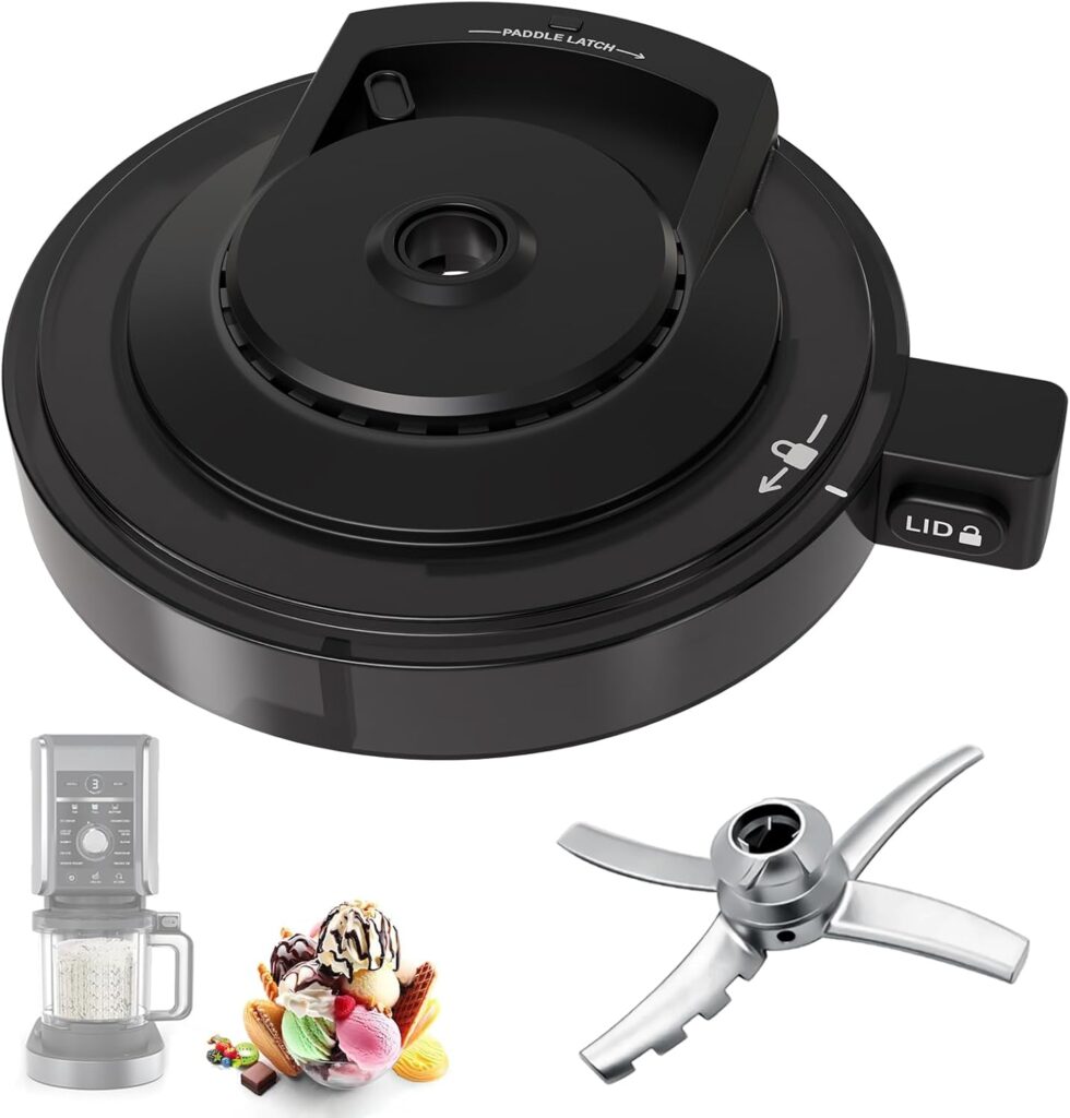 NC500 Outer Bowl Lid with Paddle for Ninja Ice Cream Maker, Reusable Creami Lid Replacement with Blade, Creami Replacement Parts Compatible with NC500/NC501 Series, Dishwasher Safe, Perfect Fit