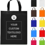 Custom Tote Bags Set of 50, Bulk Pack Grocery Shopping Travel Business Activities advertisement Reusable Bag