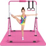 Tepemccu Expandable Gymnastics Bars, Adjustable Height Gymnastic Horizontal Bars, Children Folding Training Bar for Kids