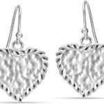 LeCalla 925 Sterling Silver Hammered Earrings for Women | Handmade Hammered Drop & Dangle Earrings Jewelry | Women’s Silver Textured Statement Earrings for All Occasions