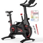 YESOUL Self-Powered Exercise Bike with LED Lights, Magnetic Resistance Spin Bike, 300 lbs Capacity Stationary Indoor Cycling Bike for Home Fitness, Smart App with Scenic Rides & Live Classes