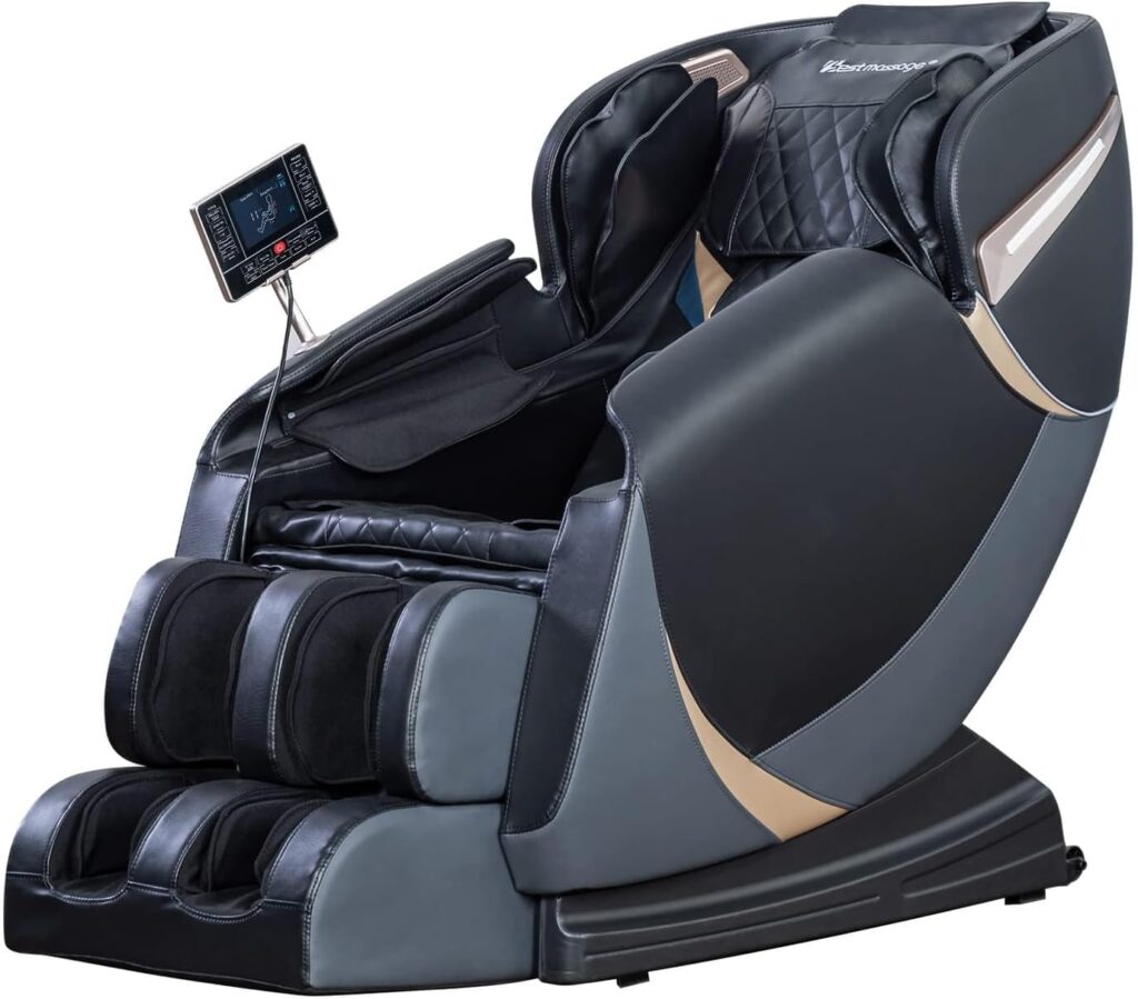 BestMassage Massage Chair, Full Body Zero Gravity Recliner with Bluetooth Speaker, Heating Therapy, Foot Roller, and Air Massage System for Home or Office, Black