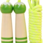 Jump Rope Kids, 7ft Adjustable Cotton Skipping Rope with Wooden Handle for Boys and Girls Fitness Outdoor Exercise