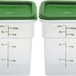 Cambro Food Storage Container with Lid (Microwave Safe and BPA-Free) – 2 Pack – Classic Series Square with Green Lid – 4 QT (Quart) – Commercial Grade for Food Prep (Translucent)