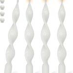 Spiral Candlesticks White Handmade Taper Candles 10 Inch Unscented Long Twisted Candle for Table Dinner Home Decor Weddings 4 Pcs