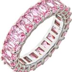 Maya J Eternity Ring – Emerald-Cut, with Artisan Fashioned Gemstones