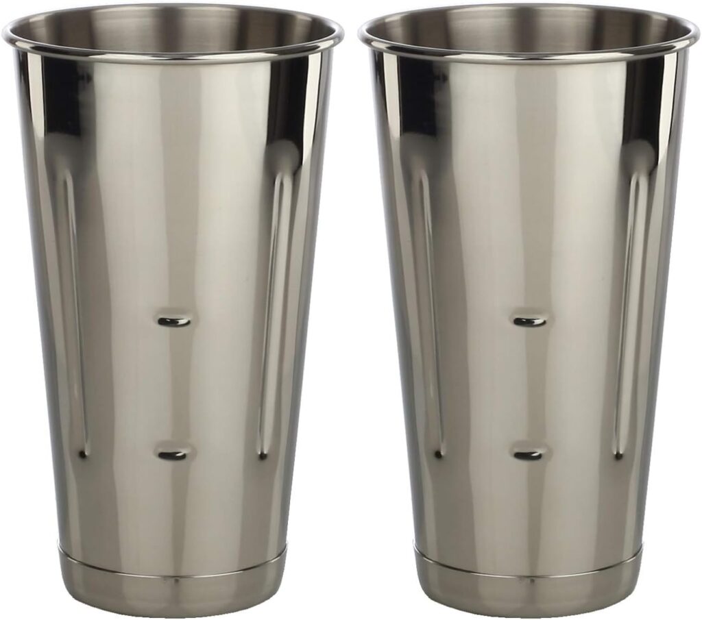 Libertyware Stainless Steel Malt Milkshake Mixing Cup 2 Pack – Two Ice Cream and Milkshake Machine Cups – 30 oz Stainless Steel Malt Milkshake Cup for Milkshake Machines – Two 30 oz Cups