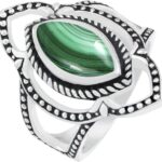 Marquise Shaped Natural Gemstone Solitaire Statement Rings for Women – 925 Silver Overlay Birthstone Ring Jewelry Gifts for Mom Wife Sister