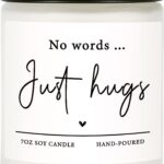 Shqiueos Sympathy Gifts for Loss of Loved One-No Words Just Hugs Lavender Scented Candle, Bereavement Gift Idea, Memorial, Grief, Thinking of You, Get Well, Comfort Condolence Gift (White)