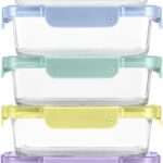 Ello Color Lock 3.4 Cup 10PC, 5 Pack Glass Meal Prep Sets Leak-Proof Glass Food Storage Containers with Airtight BPA-Free Plastic Lids, Dishwasher, Microwave, and Freezer Safe, Purple Rain