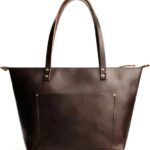 Portland Leather Goods Medium Zipper Tote Bag – Handmade, Durable & Unlined – Interior & Exterior Pockets