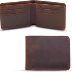 Leather Wallet for Men, RFID Blocking, Top Grain Leather Mens Bifold Wallets, Genuine Leather, Handcrafted, Strong Stitching, Extra Capacity for bills, 6 Card Slots, Gift for Him