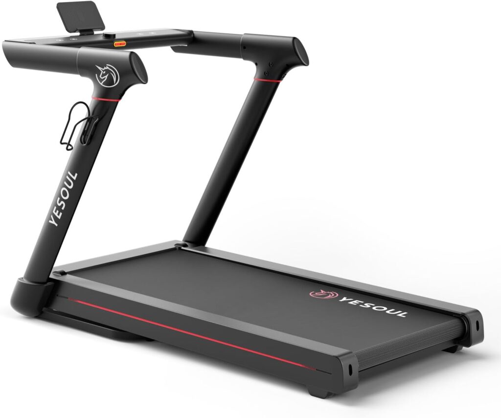 YESOUL Folding Treadmill for Home, 3.5HP Quiet Brushless Motor, Compact & Portable Design, 300 lbs Capacity, 47″x18″ Spacious Running Belt, LED Display & Smart App with Scenic Routes & Live Classes