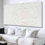 NBAODAN Minimalist Wall Decor Abstract Canvas Art Modern Artwork Living Room Wall Decorations White and Gold Art Flowers Picture 29×58 Inch
