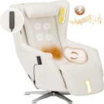 COLAMY Zero-Gravity Massage Chair | Massage and Leisure Dual-Use Chair,360° Swivel,Heat, Low-Noise 3D Bluetooth Speaker | Living Room, Bedroom(White