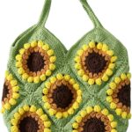crochet tote bag,Sunflower Crochet Bag for women Woven Crochet Tote Bag Crochet Crossbody Bag Knit Purse beach bag