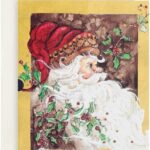 Caspari Santa and Holly Mini Boxed Christmas Cards – 15 Cards & 15 Envelopes