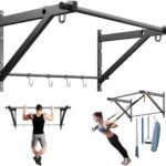 Wall Mounted Pull Up Bar, Strength Training Chin Up Bar with Hooks, Adjustable Depth Pull-up Bar with 500LBS Weight Capacity, Heavy Duty Gym Home Training