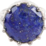 NOVICA Artisan Handmade Lapis Lazuli Cocktail Ring .925 Sterling Silver Single Stone India Gemstone Birthstone ‘Royalty in Blue’