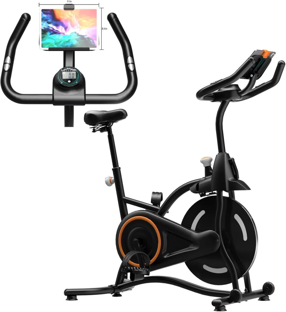 Exercise Bike Stationary Bikes for Home, Adjustable Resistance & Comfortable Seat Workout Bike, Quiet Indoor Cycling Bike with Digital Monitor, Phone Holder