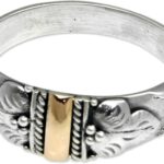 NOVICA Artisan Handmade 18k Gold Accent Band Ring Silver Sterling Indonesia Floral ‘Frangipani Aura’