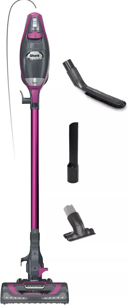 Shark HV371 Rocket Pro DLX Corded Stick, Removable Hand Vacuum, Advanced Swivel Steering, XL Cup, Crevice Tool, Upholstery Tool & Anti-Allergen Dust Brush, Fuchsia, Capacity