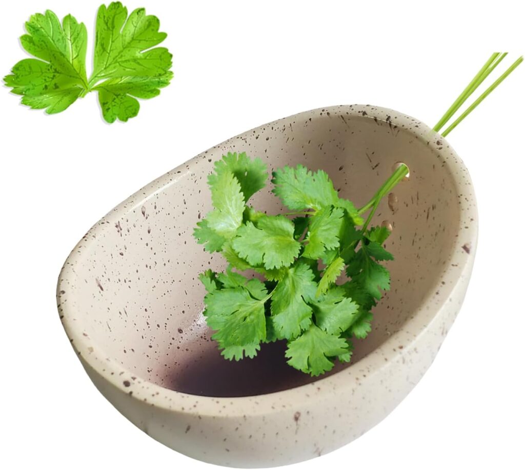 Pottery Herb Stripper Bowl -2025 New Handmade Ceramic Tool for Kale, Beets, Herbs – Ideal for Homesteading & Kitchen, Durable (White Glaze)