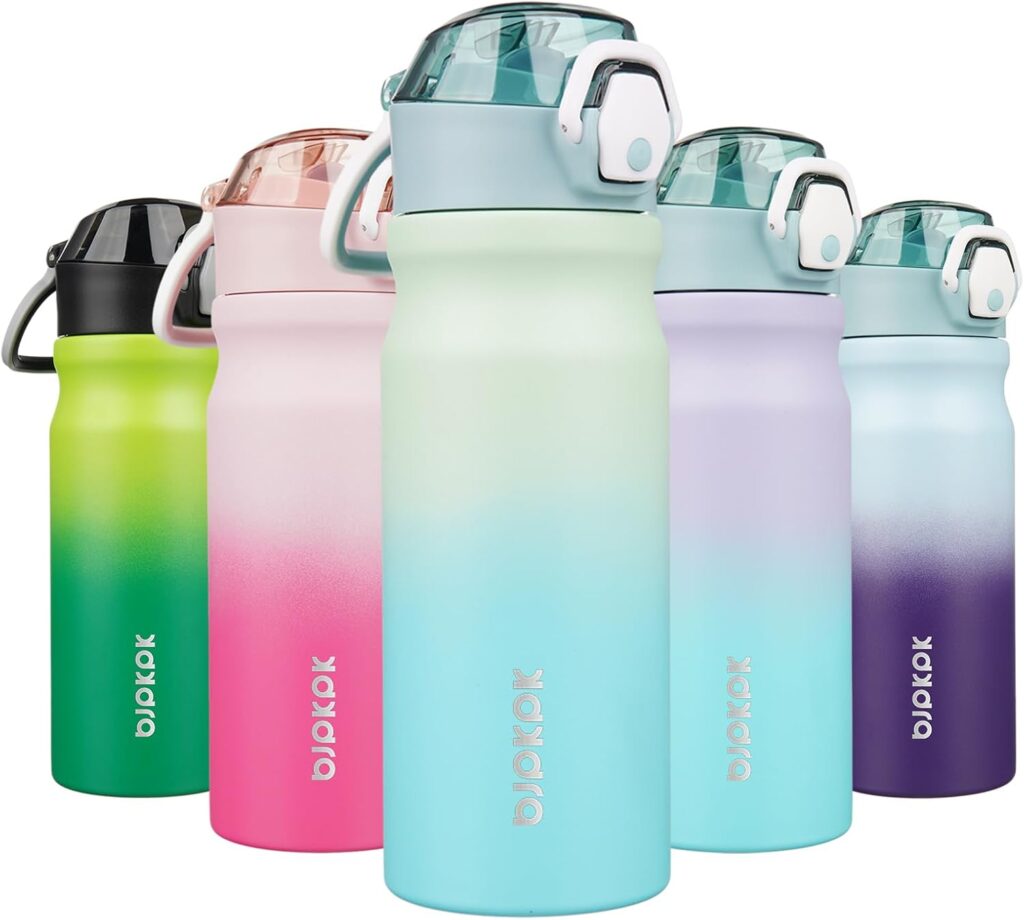 BJPKPK Insulated Water Bottle 18oz Stainless Steel Water Bottles With Straw And Carry Handle Double Wall Metal Thermo,Mint