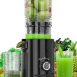 Cold Press Juicer – 5.3″ Large Feed Chute Juicer Machines for Whole Vegetables & Fruits, 99% High Juice Yield, Quiet & Easy to Clean Slow Masticating Juicer, BPA-Free, Preserves More Nutrients (Black)