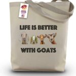 Goat Tote Bag – Life is Better with Goats Tote Bag – Goat Lover Gifts – Handmade Totes – Goat Canvas Totes – Cute Goat Reusable Shopping Bag – Grocery Bag – Goat Gifts for Women – Beach Bag