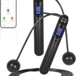 Smart Jump Rope Adjustable Jumping Rope with Weighted Ball Anti Slip Design Wireless Connection LED Display Dual Mode with Cord and Cordless High Precision Hall Sensor Durable PVC Material 360° Steel Bearings for Home Gym & Cardio Workouts