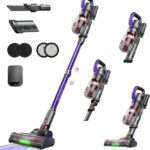 AlloyMove Cordless Vacuum Cleaner 45KPA, Up to 60mins Runtime Lightweight Powerful Suction Vacuum Cleaners for Home, 3 Suction Modes, Rechargeable Stick Vacuum for All Floor/Carpet/Pet Hair/Car, A03